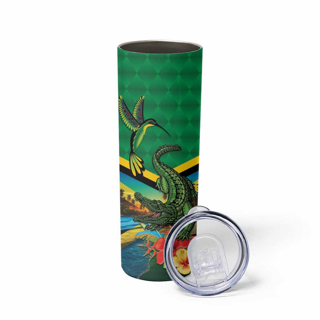 Jamica Hummingbird and Crocodiles Personalized Skinny Tumbler