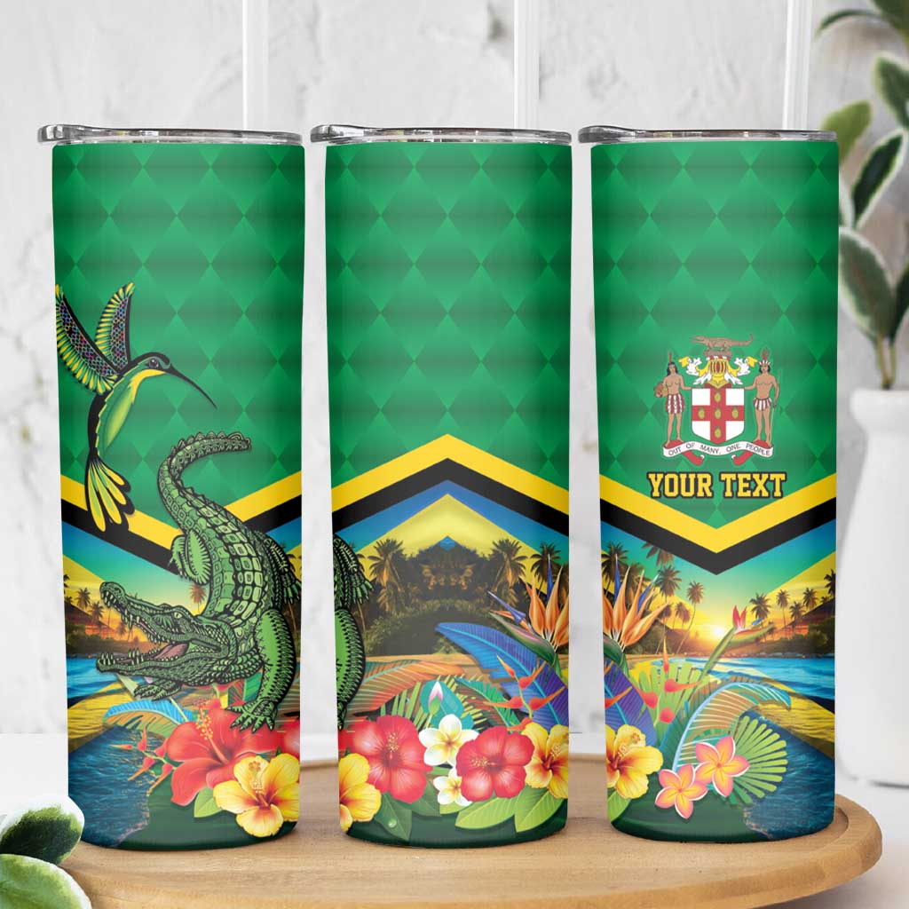 Jamica Hummingbird and Crocodiles Personalized Skinny Tumbler