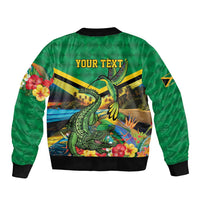 Jamica Hummingbird and Crocodiles Personalized Sleeve Zip Bomber Jacket