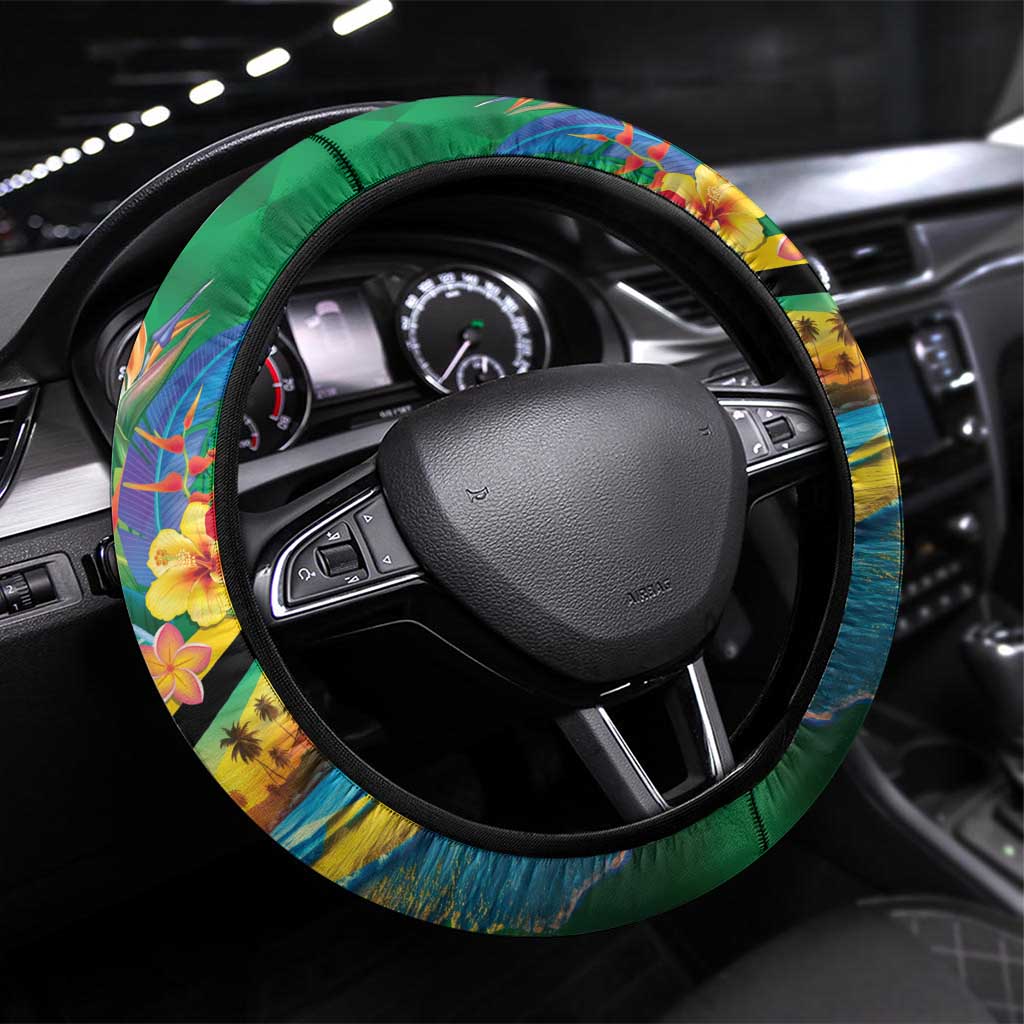 Jamica Hummingbird and Crocodiles Steering Wheel Cover
