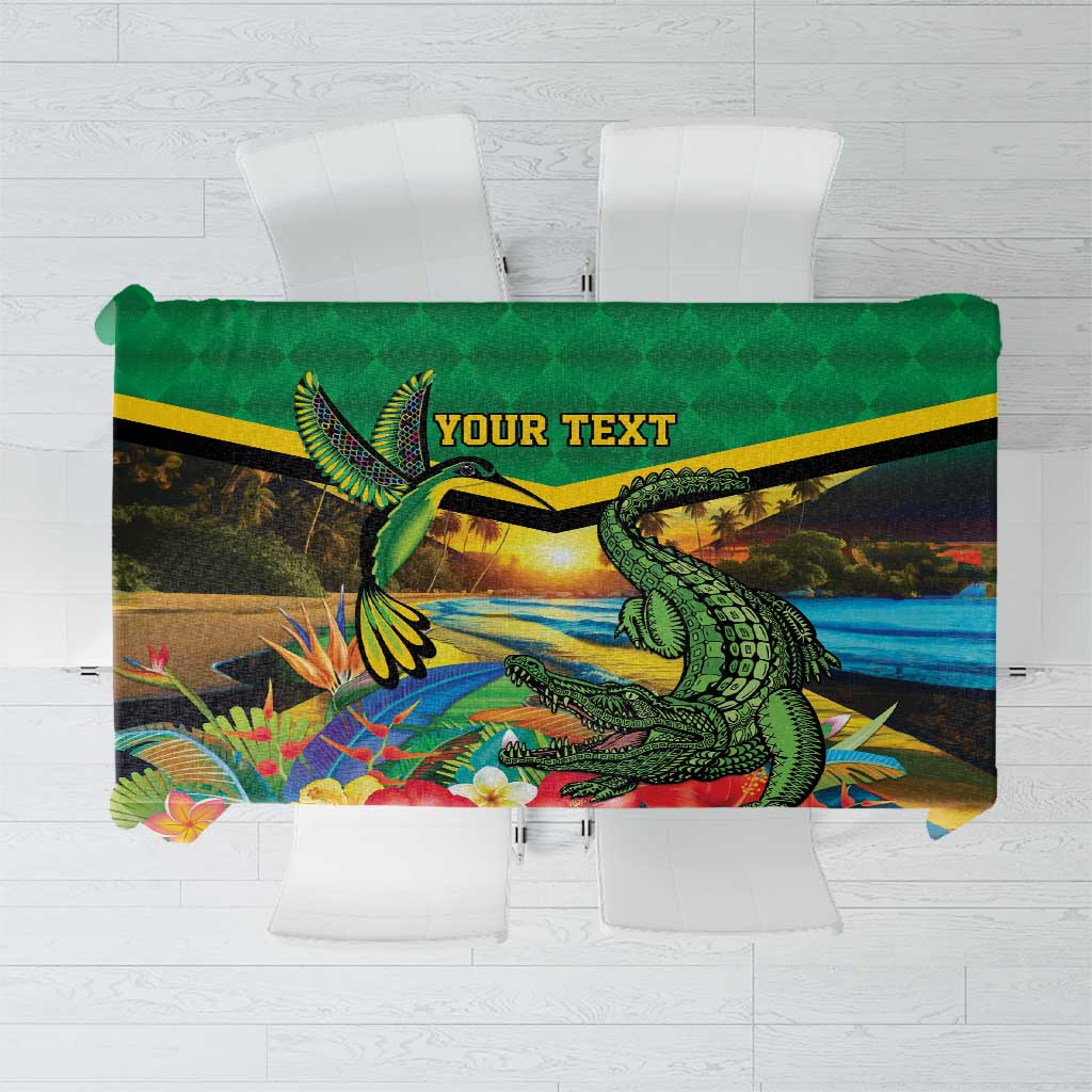 Jamica Hummingbird and Crocodiles Personalized Tablecloth