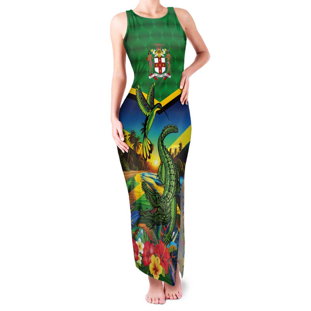 Jamica Hummingbird and Crocodiles Personalized Tank Maxi Dress