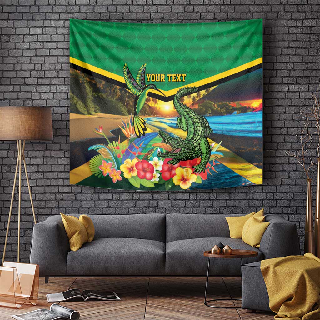 Jamica Hummingbird and Crocodiles Personalized Tapestry