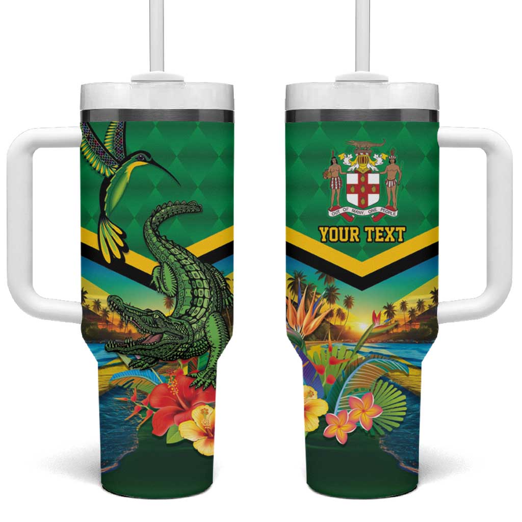 Jamica Hummingbird and Crocodiles Personalized Tumbler With Handle