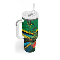 Jamica Hummingbird and Crocodiles Personalized Tumbler With Handle