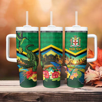 Jamica Hummingbird and Crocodiles Personalized Tumbler With Handle