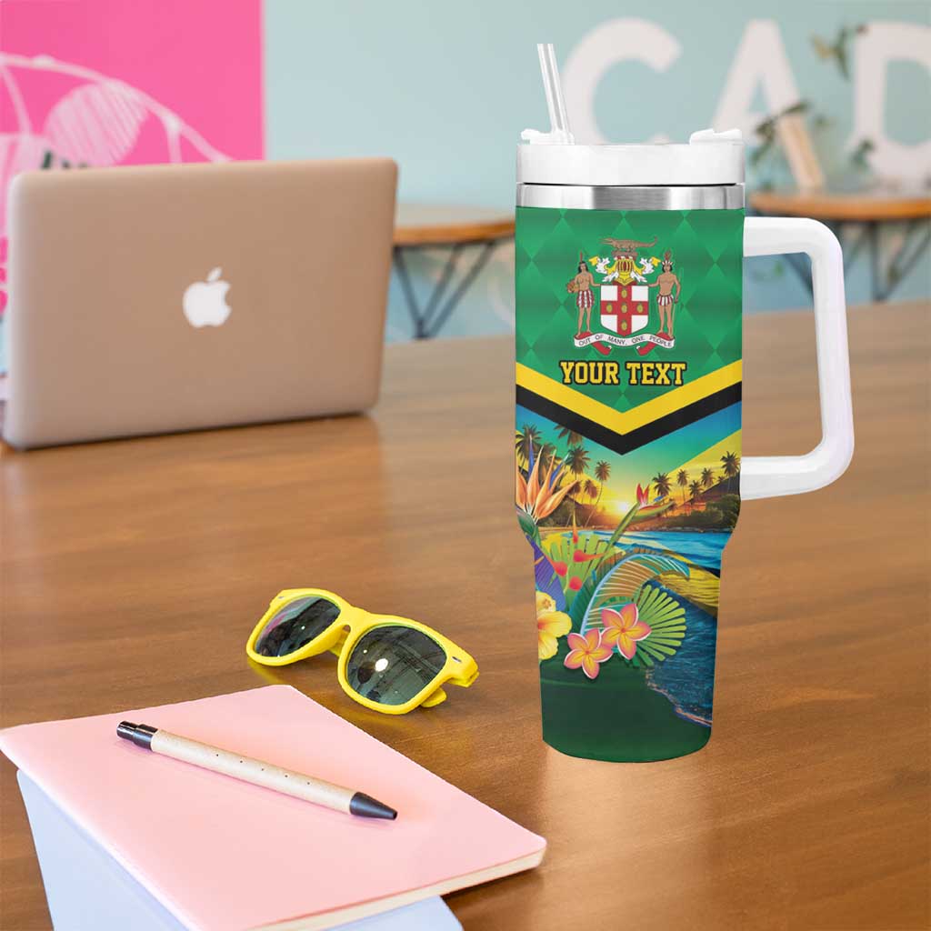 Jamica Hummingbird and Crocodiles Personalized Tumbler With Handle