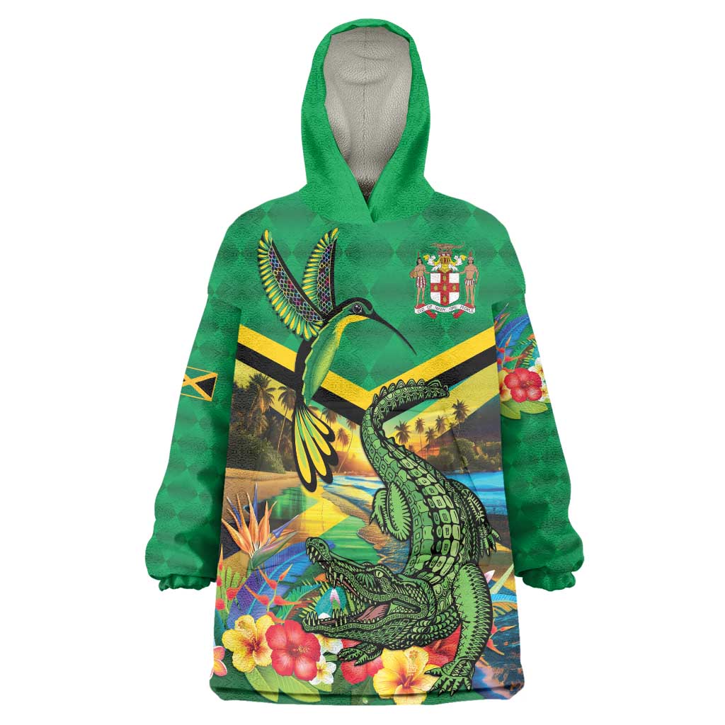 Jamica Hummingbird and Crocodiles Personalized Wearable Blanket Hoodie