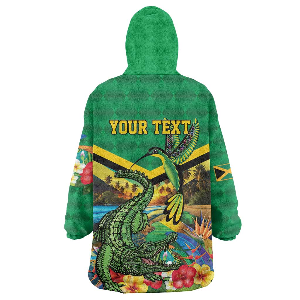 Jamica Hummingbird and Crocodiles Personalized Wearable Blanket Hoodie