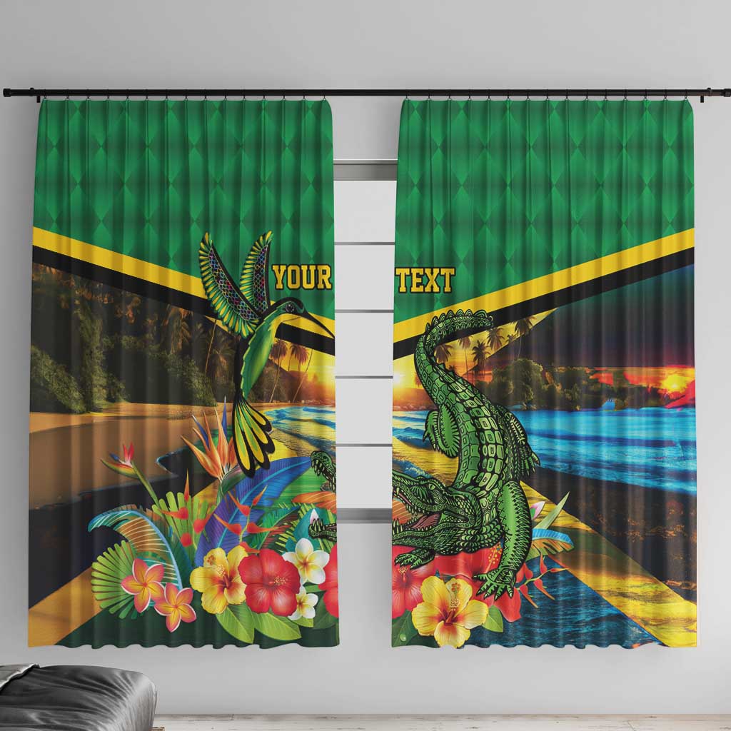 Jamica Hummingbird and Crocodiles Personalized Window Curtain