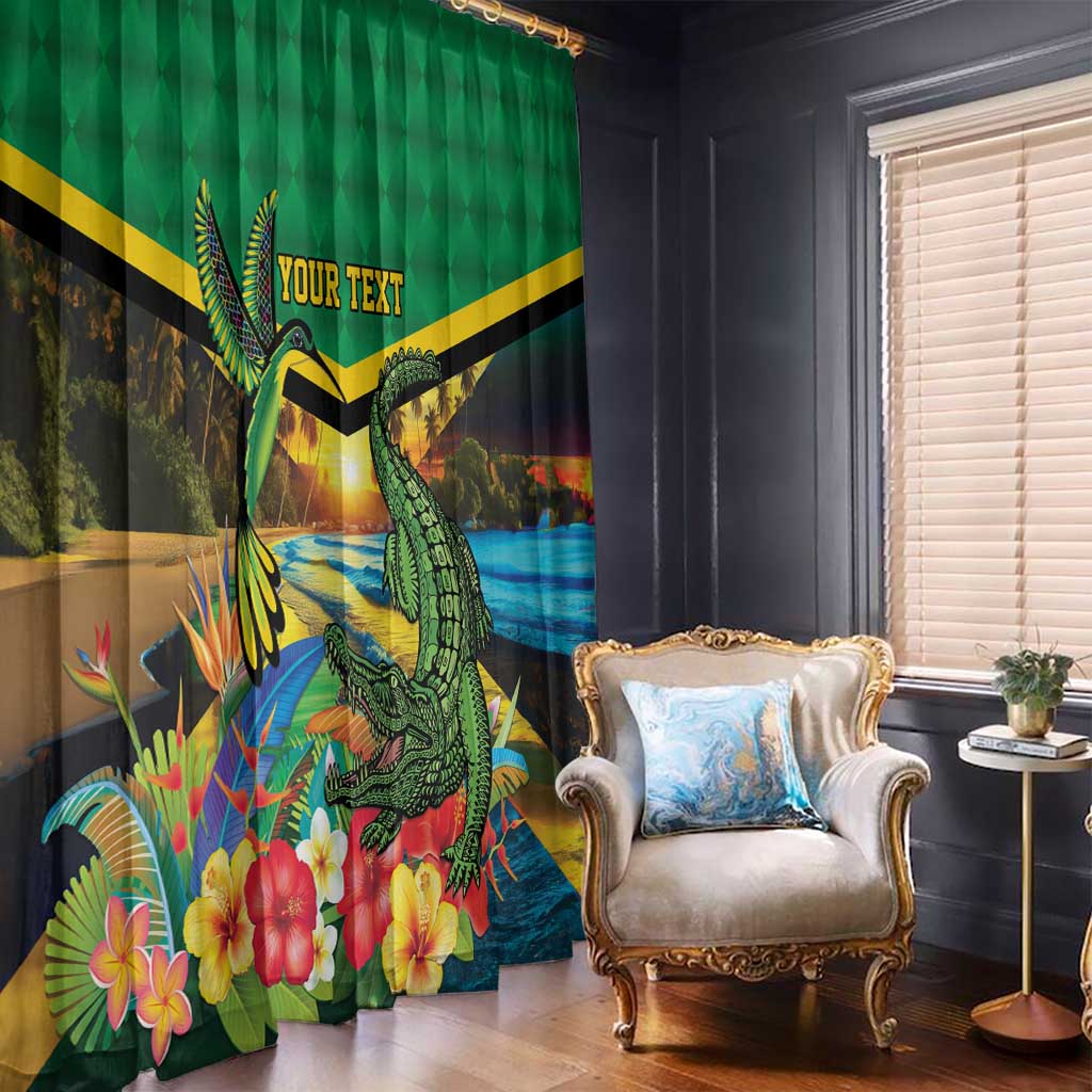 Jamica Hummingbird and Crocodiles Personalized Window Curtain