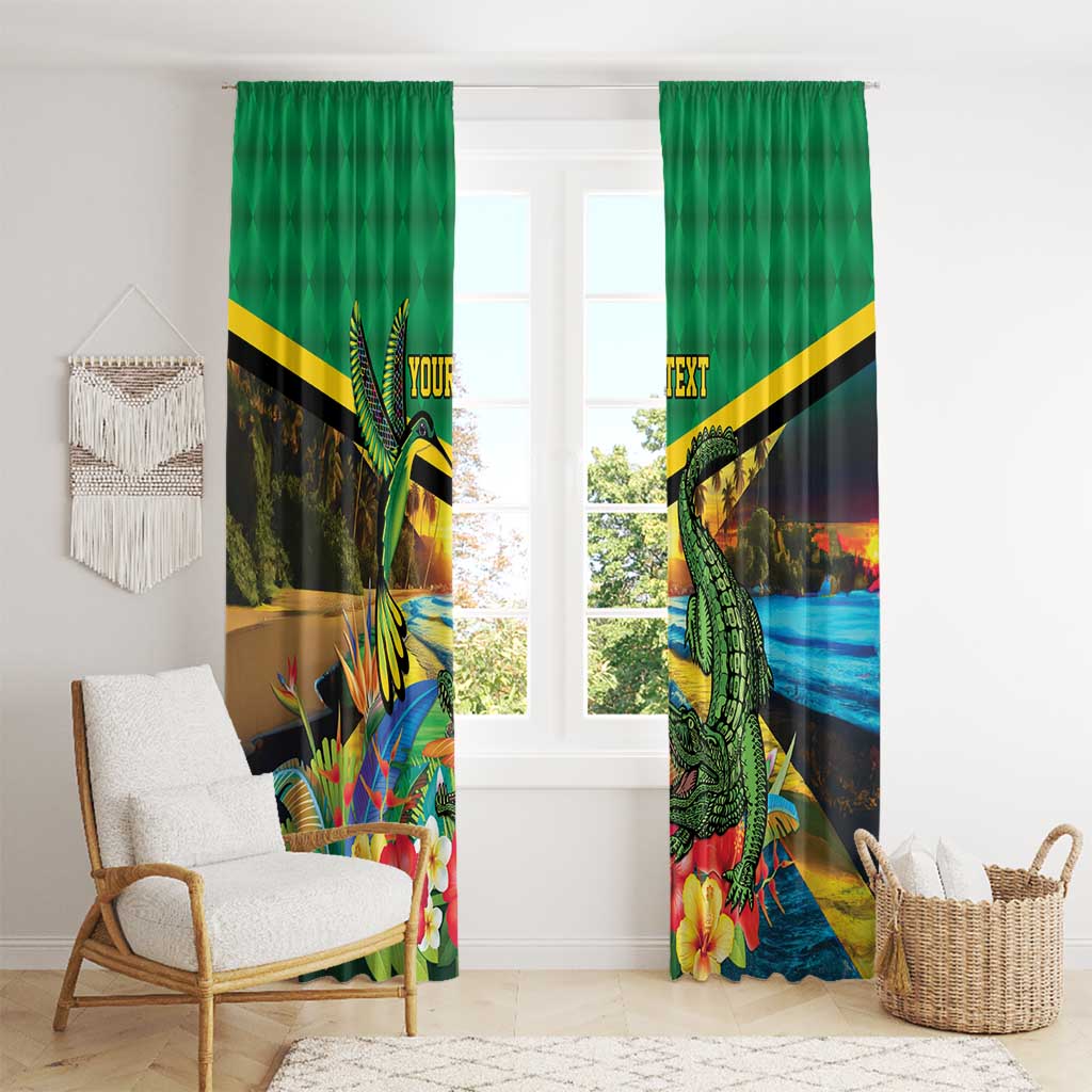 Jamica Hummingbird and Crocodiles Personalized Window Curtain
