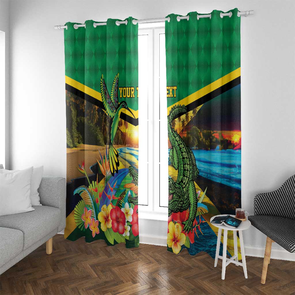 Jamica Hummingbird and Crocodiles Personalized Window Curtain