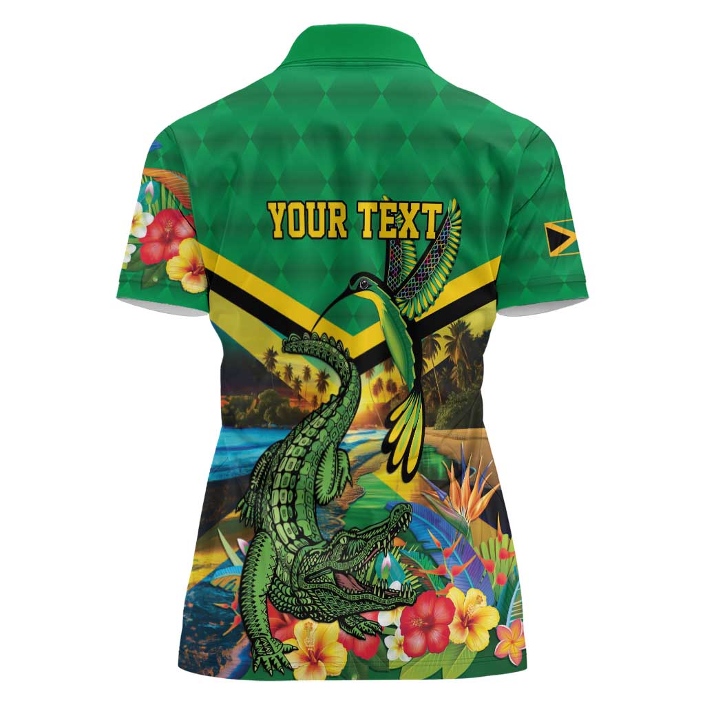 Jamica Hummingbird and Crocodiles Personalized Women Polo Shirt