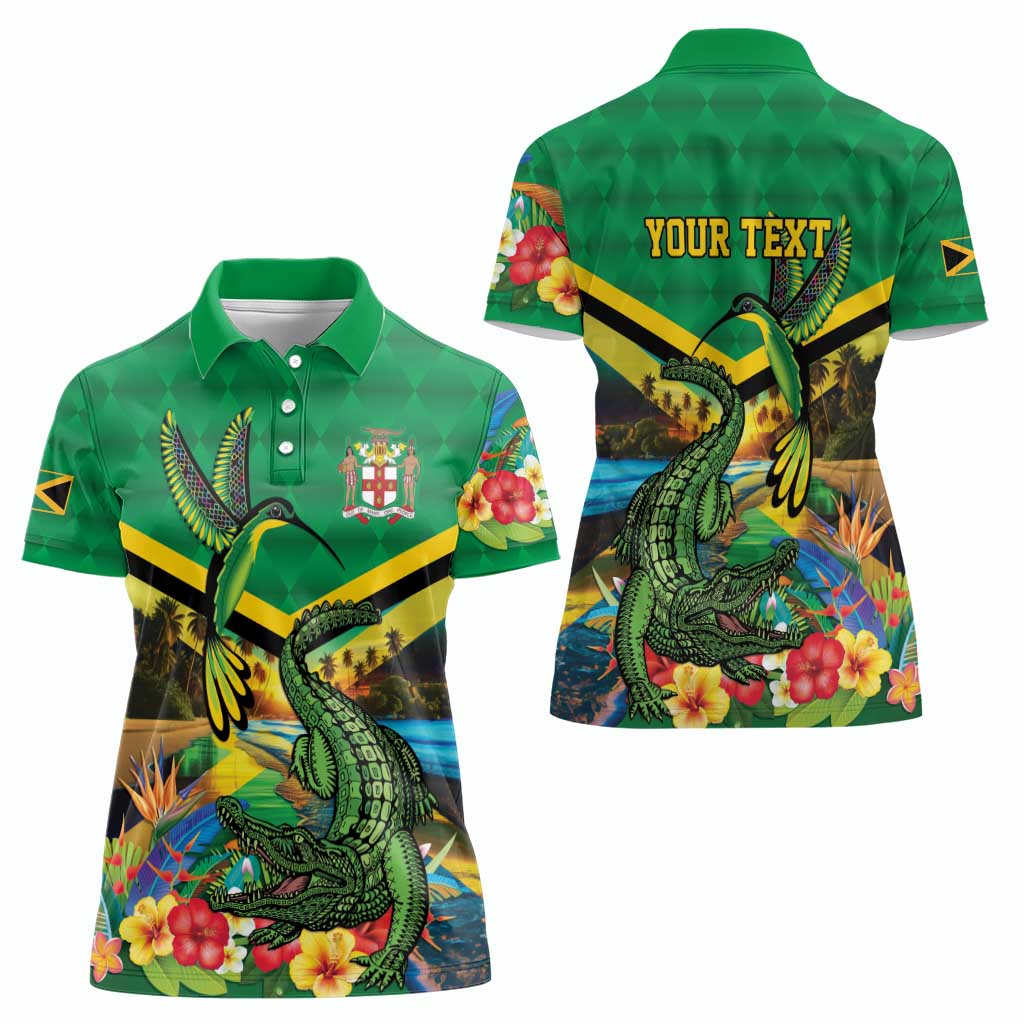 Jamica Hummingbird and Crocodiles Personalized Women Polo Shirt