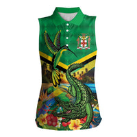 Jamica Hummingbird and Crocodiles Personalized Women Sleeveless Polo Shirt