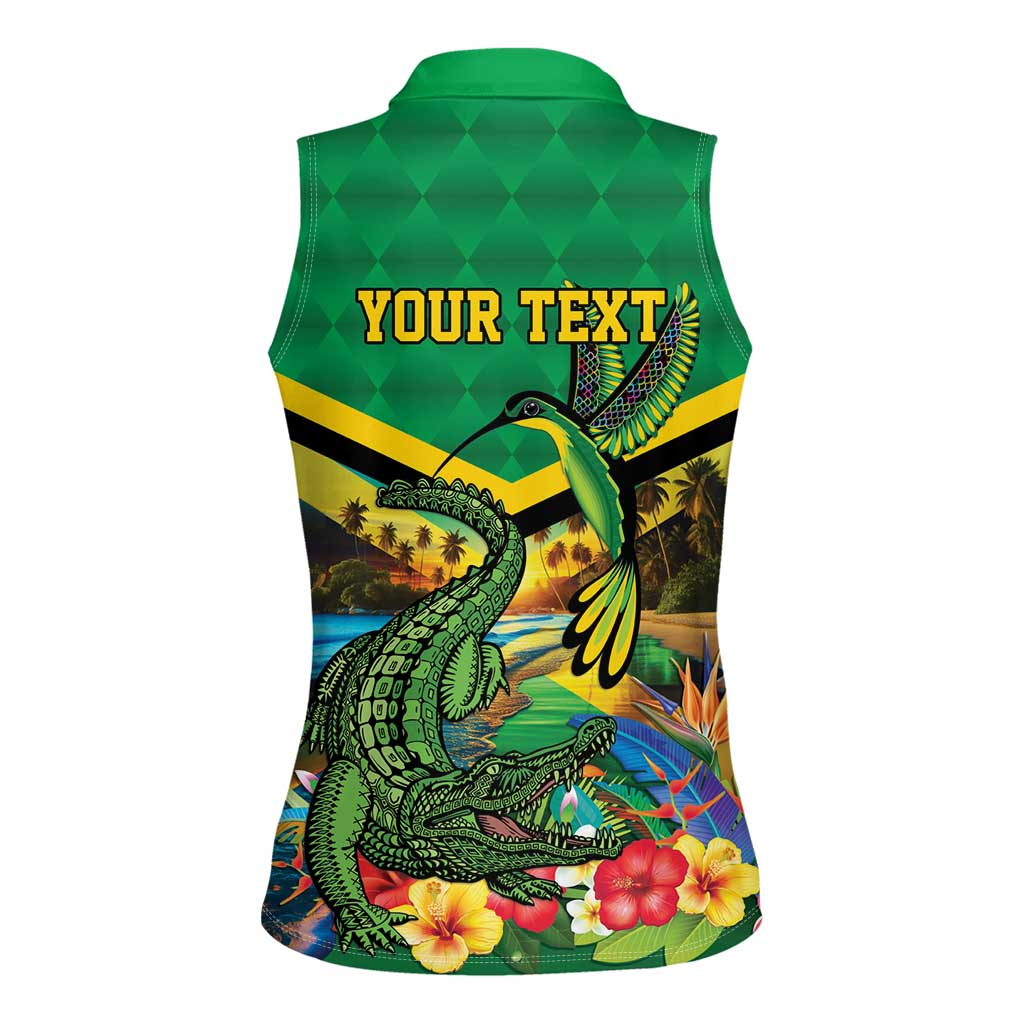Jamica Hummingbird and Crocodiles Personalized Women Sleeveless Polo Shirt