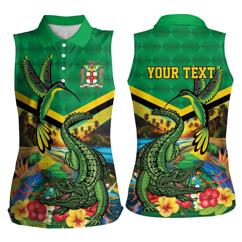 Jamica Hummingbird and Crocodiles Personalized Women Sleeveless Polo Shirt