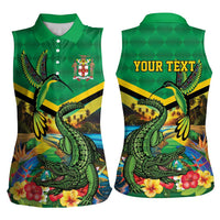 Jamica Hummingbird and Crocodiles Personalized Women Sleeveless Polo Shirt