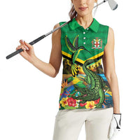 Jamica Hummingbird and Crocodiles Personalized Women Sleeveless Polo Shirt