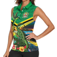 Jamica Hummingbird and Crocodiles Personalized Women Sleeveless Polo Shirt