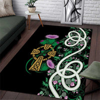 Scottish Celtic Cross Thistle Flowers Area Rug