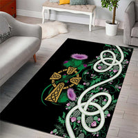 Scottish Celtic Cross Thistle Flowers Area Rug
