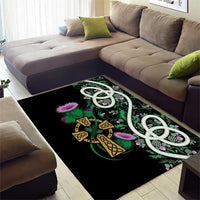 Scottish Celtic Cross Thistle Flowers Area Rug