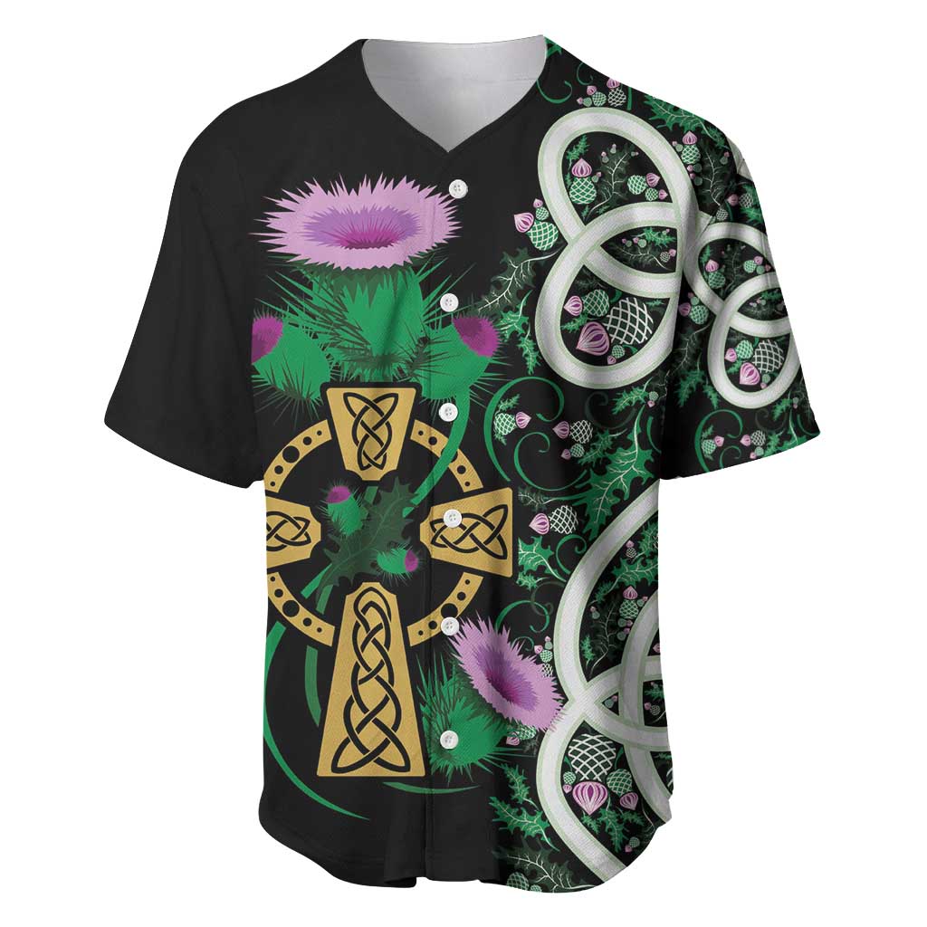 Scottish Celtic Cross Thistle Flowers Baseball Jersey
