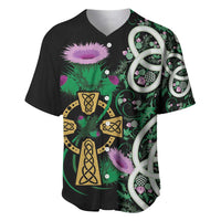 Scottish Celtic Cross Thistle Flowers Baseball Jersey