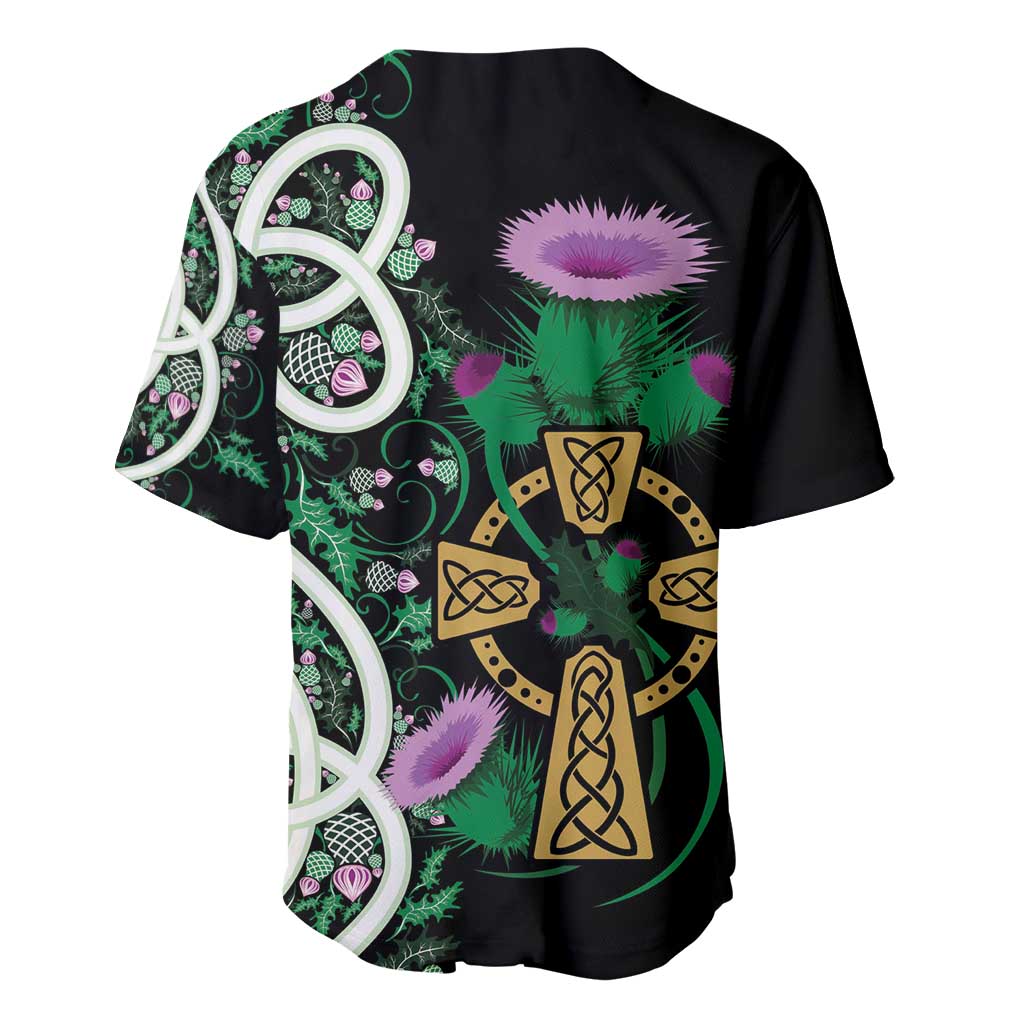Scottish Celtic Cross Thistle Flowers Baseball Jersey