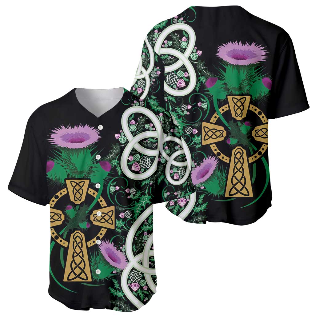 Scottish Celtic Cross Thistle Flowers Baseball Jersey