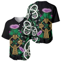 Scottish Celtic Cross Thistle Flowers Baseball Jersey