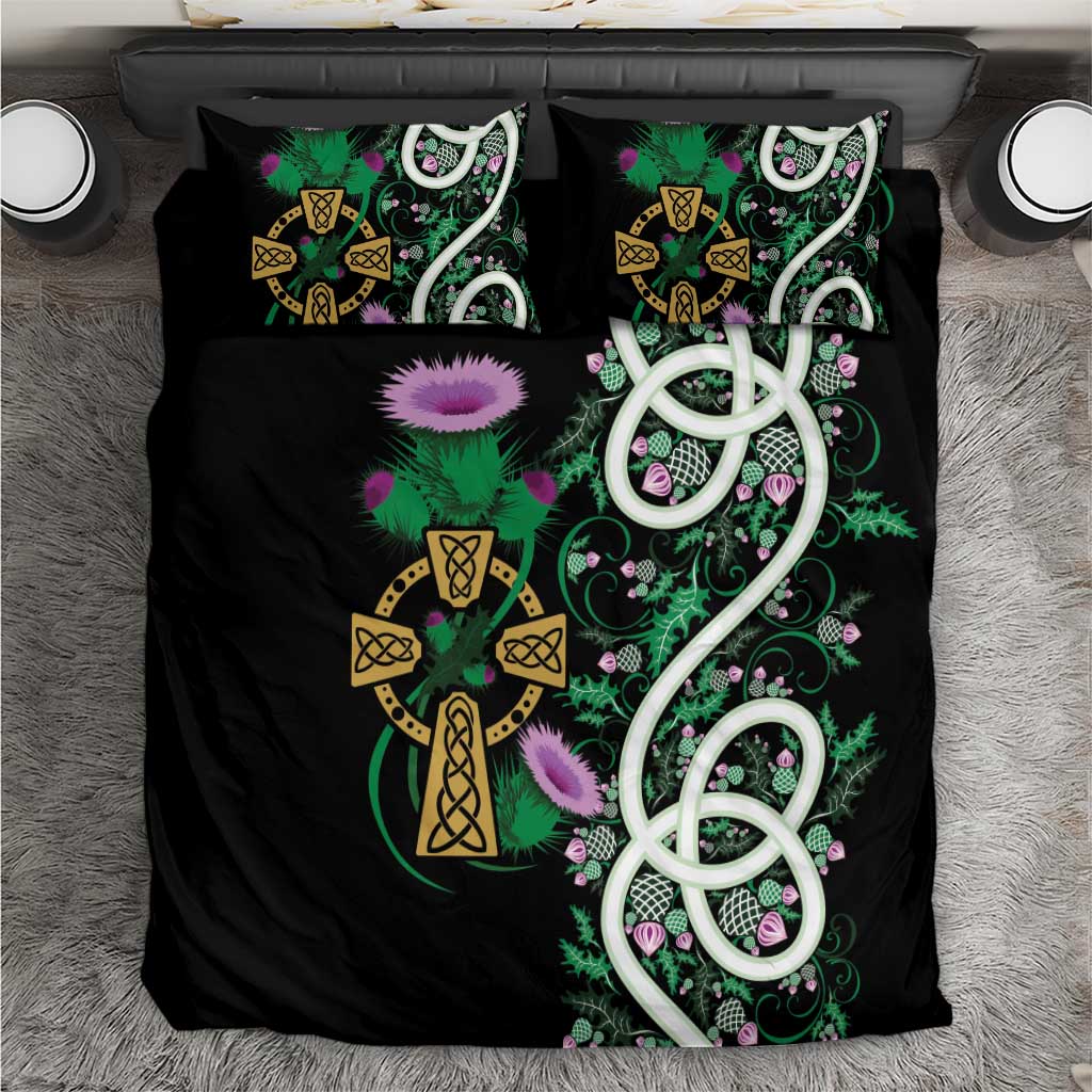 Scottish Celtic Cross Thistle Flowers Bedding Set