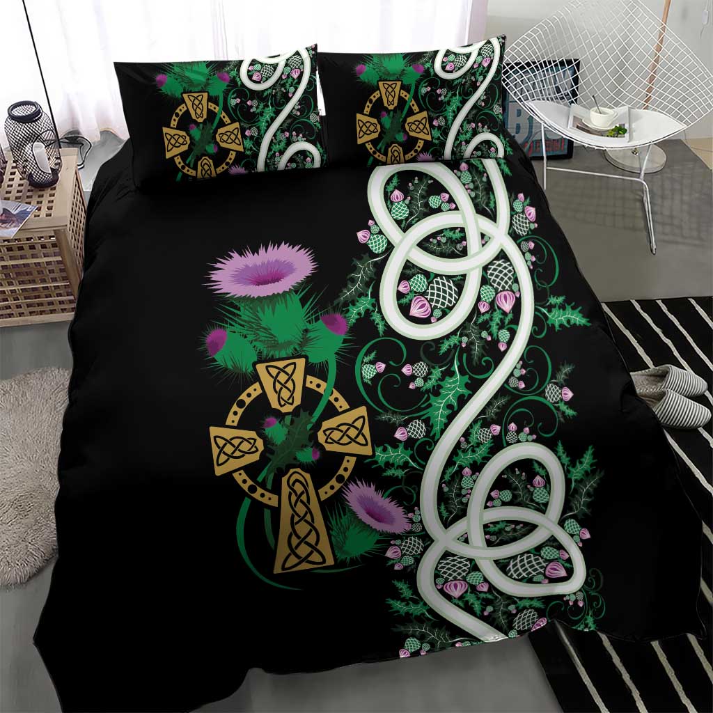 Scottish Celtic Cross Thistle Flowers Bedding Set