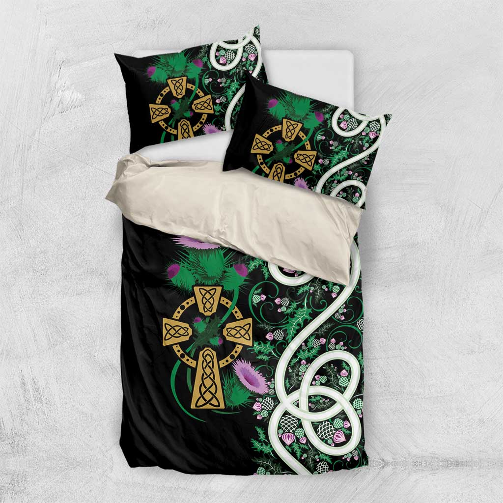 Scottish Celtic Cross Thistle Flowers Bedding Set