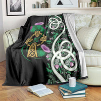 Scottish Celtic Cross Thistle Flowers Blanket