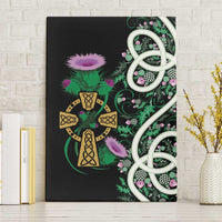 Scottish Celtic Cross Thistle Flowers Canvas Wall Art