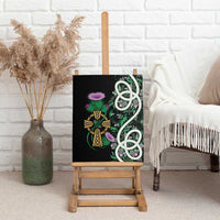 Scottish Celtic Cross Thistle Flowers Canvas Wall Art