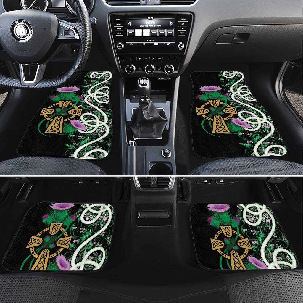 Scottish Celtic Cross Thistle Flowers Car Mats