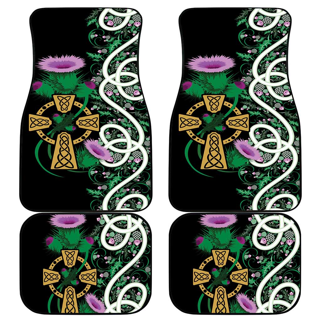 Scottish Celtic Cross Thistle Flowers Car Mats
