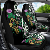 Scottish Celtic Cross Thistle Flowers Car Seat Cover