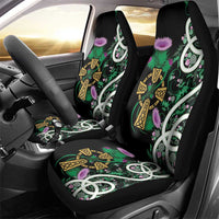 Scottish Celtic Cross Thistle Flowers Car Seat Cover