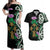 Scottish Celtic Cross Thistle Flowers Couples Matching Off Shoulder Maxi Dress and Hawaiian Shirt