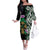 Scottish Celtic Cross Thistle Flowers Family Matching Off The Shoulder Long Sleeve Dress and Hawaiian Shirt