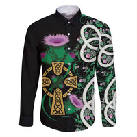 Scottish Celtic Cross Thistle Flowers Family Matching Puletasi and Hawaiian Shirt