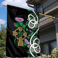 Scottish Celtic Cross Thistle Flowers Garden Flag