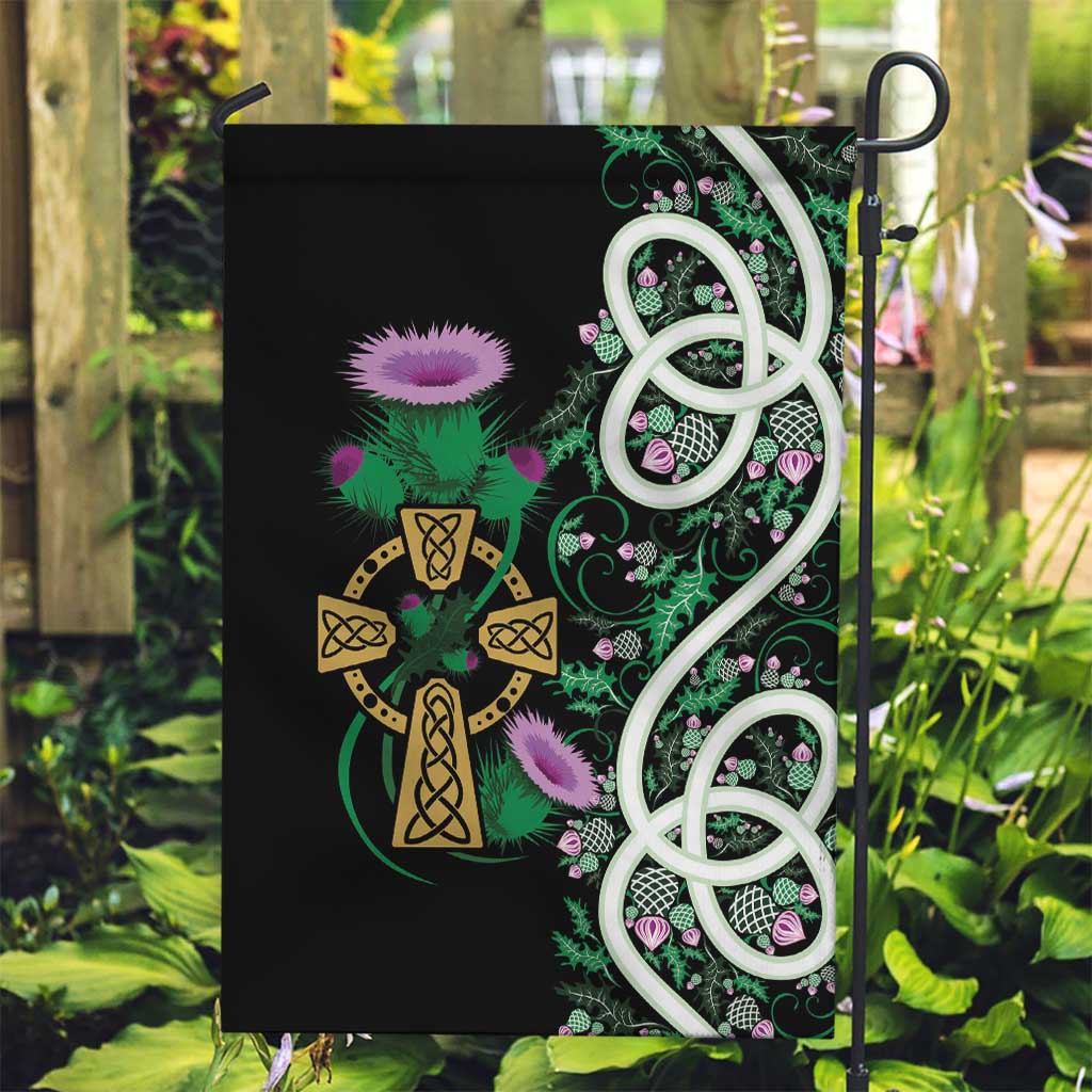 Scottish Celtic Cross Thistle Flowers Garden Flag