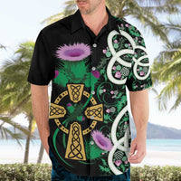 Scottish Celtic Cross Thistle Flowers Hawaiian Shirt