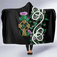 Scottish Celtic Cross Thistle Flowers Hooded Blanket